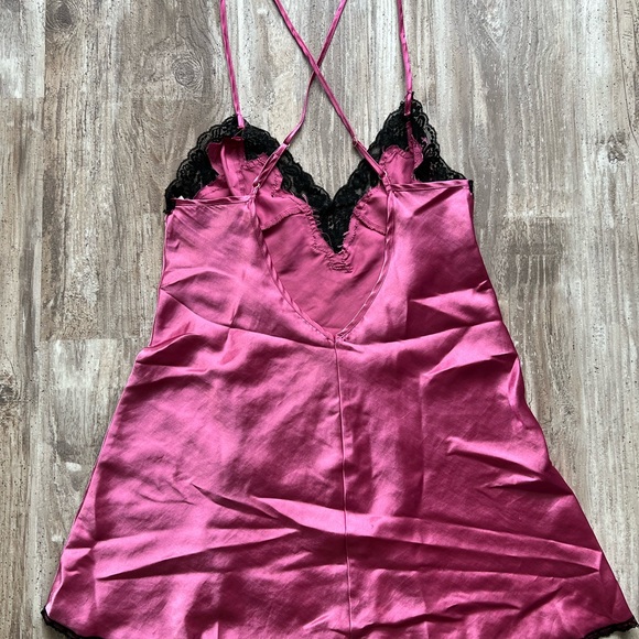 Fredrick’s- XS pink/black silk nightgown - Picture 2 of 2